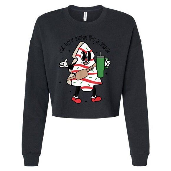 Bella Canvas Out Here Lookin Like A Snack Christmas crop sweater small - Picture 1 of 2